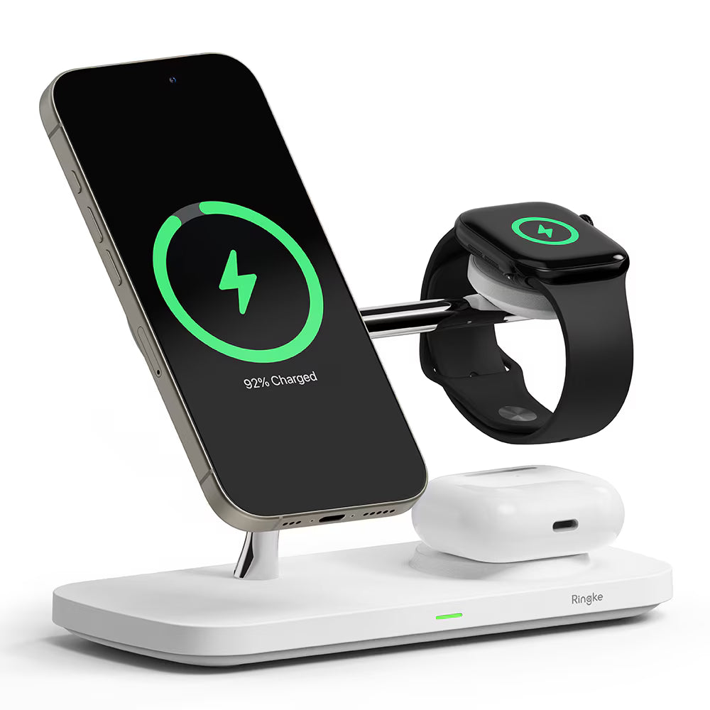 3-i-1 trådlös laddningsstation för iPhone
